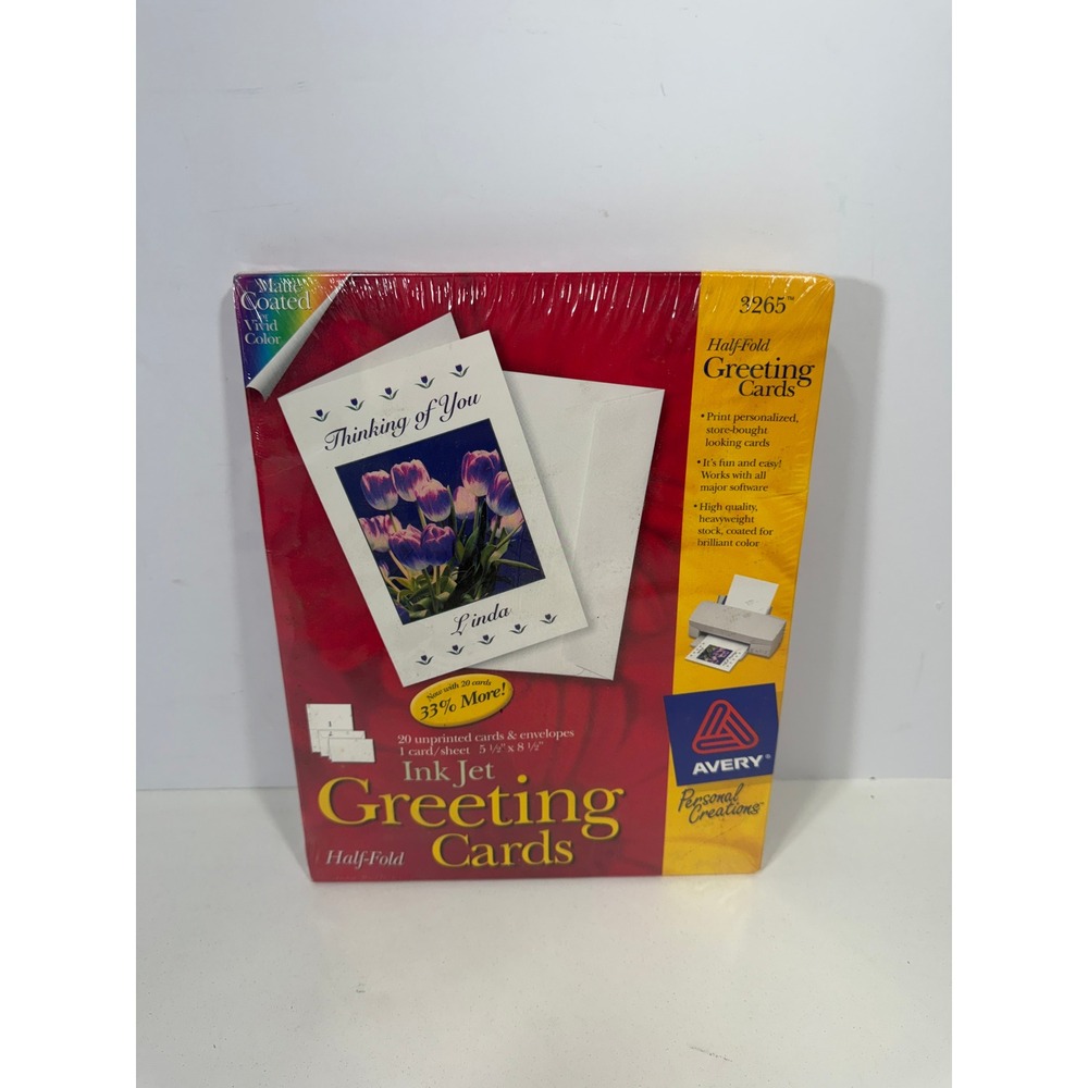 Avery 3265 Ink Jet Half-Fold Greeting Cards‎ 20 Count Matte White With Envelopes